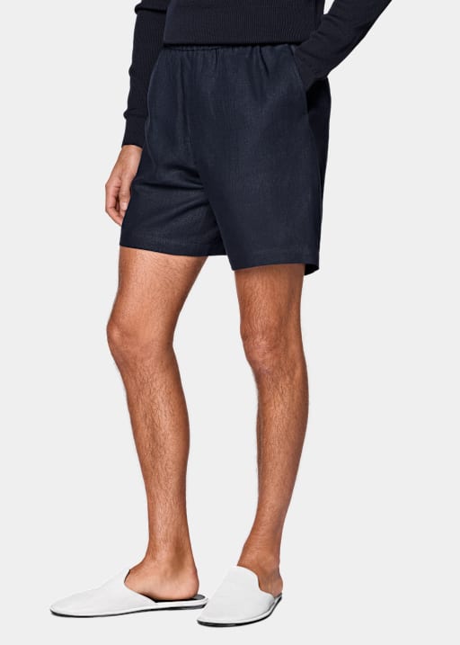 Navy Straight Leg Shorts