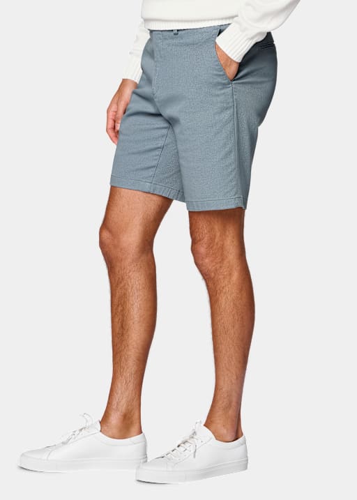 Mid Blue Slim Leg Chino Shorts