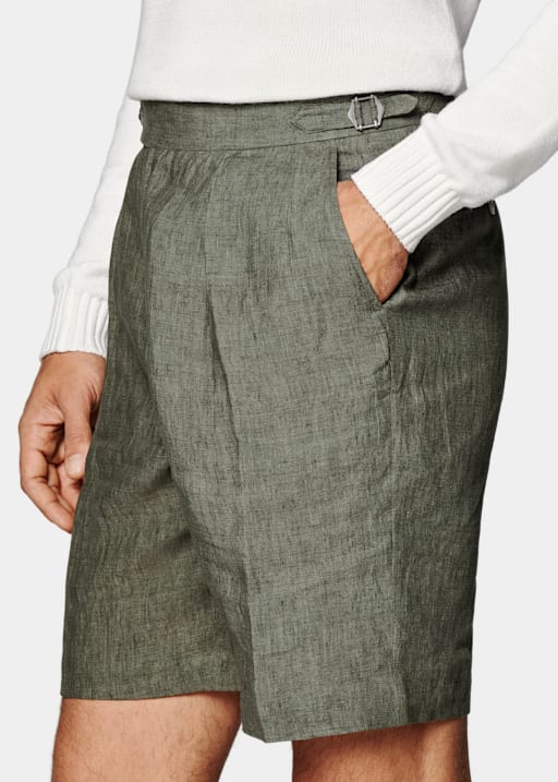 Pantalones cortos verde oscuro Straight Leg