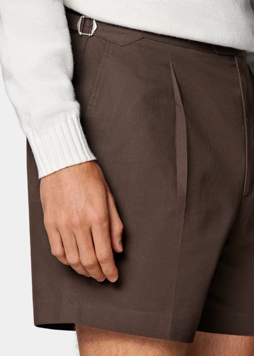 Mid Brown Straight Leg Shorts