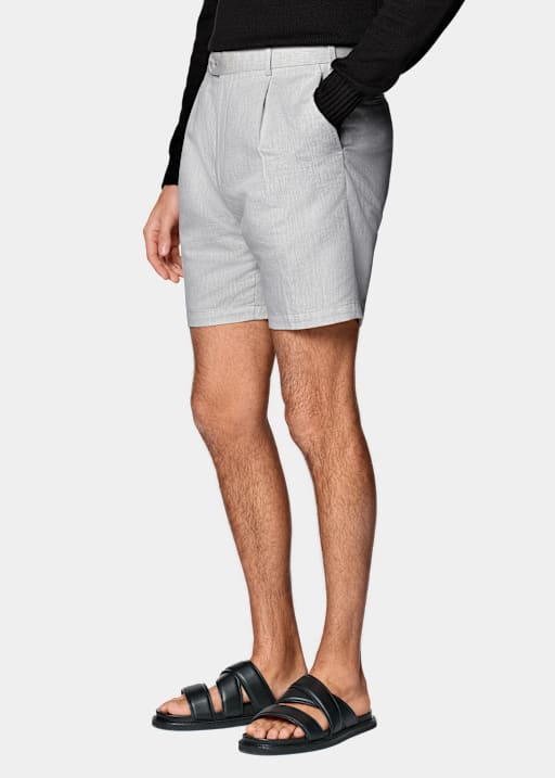 Light Grey Straight Leg Shorts