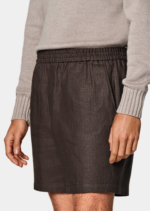 Mid Brown Straight Leg Shorts
