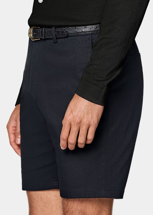 Navy Slim Leg Chino Shorts