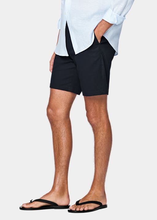 Navy Slim Leg Chino Shorts