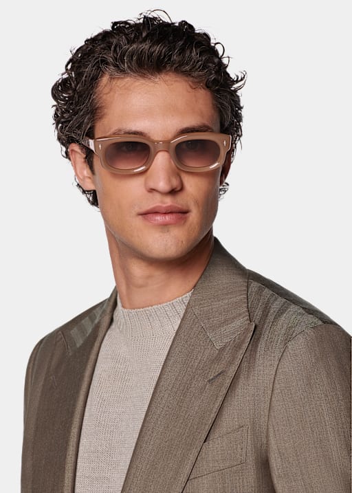 Taupe Herringbone Perennial Tailored Fit Havana Suit