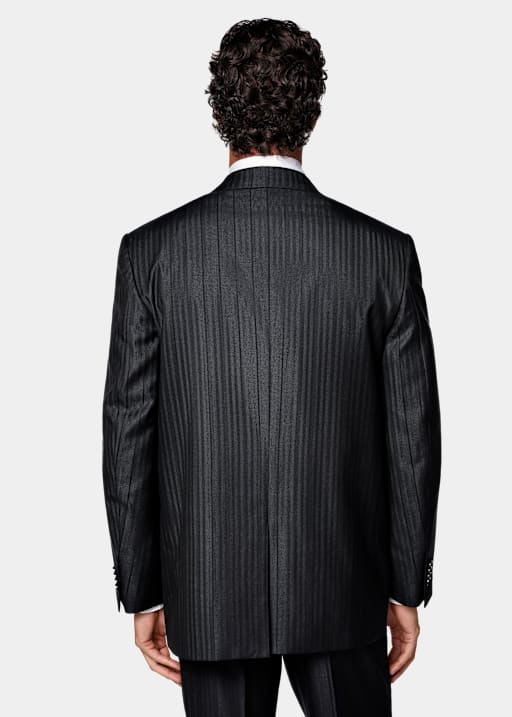 Navy Herringbone Relaxed Fit Brera Suit