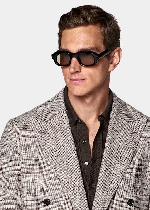 Mid Brown Checked Tailored Fit Havana Suit