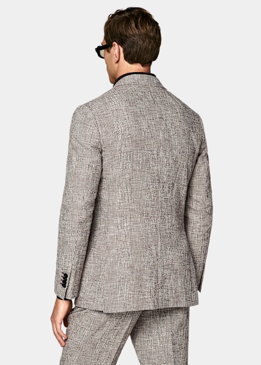 Mid Brown Checked Tailored Fit Havana Suit