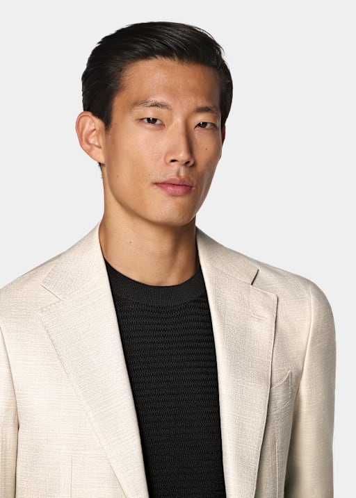 Sand Herringbone Tailored Fit Havana Suit