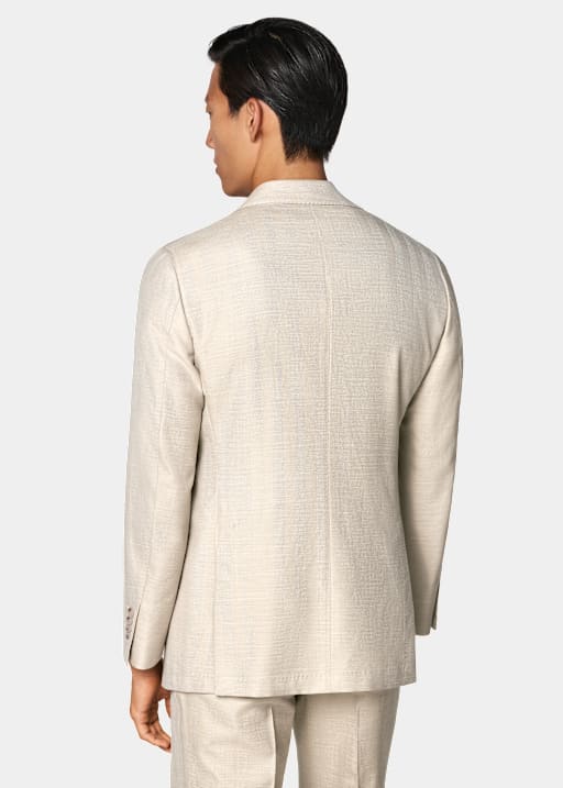 Sand Herringbone Tailored Fit Havana Suit