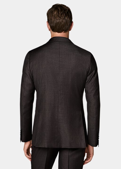Dark Brown Houndstooth Tailored Fit Havana Suit