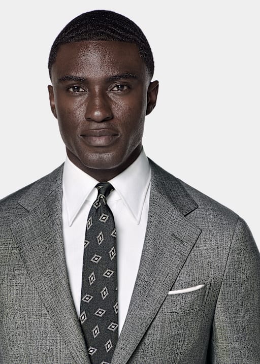 Dark Grey Checked Tailored Fit Havana Suit