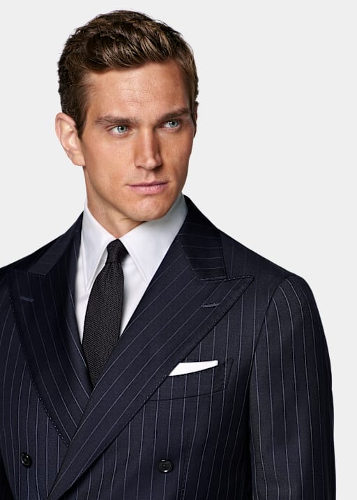 Navy Striped Tailored Fit Havana Suit