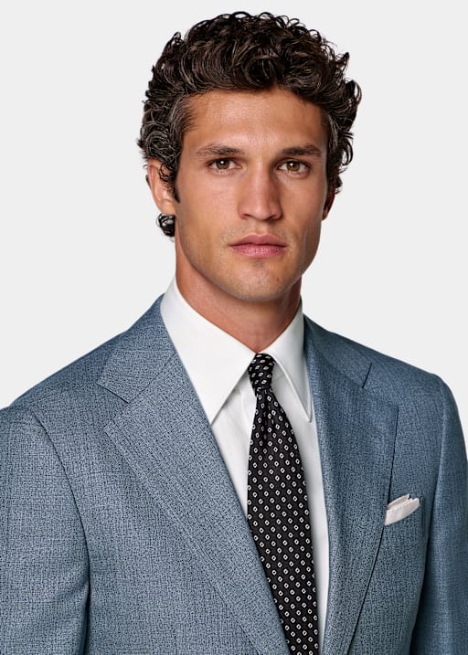 Costume Havana coupe Tailored bleu moyen