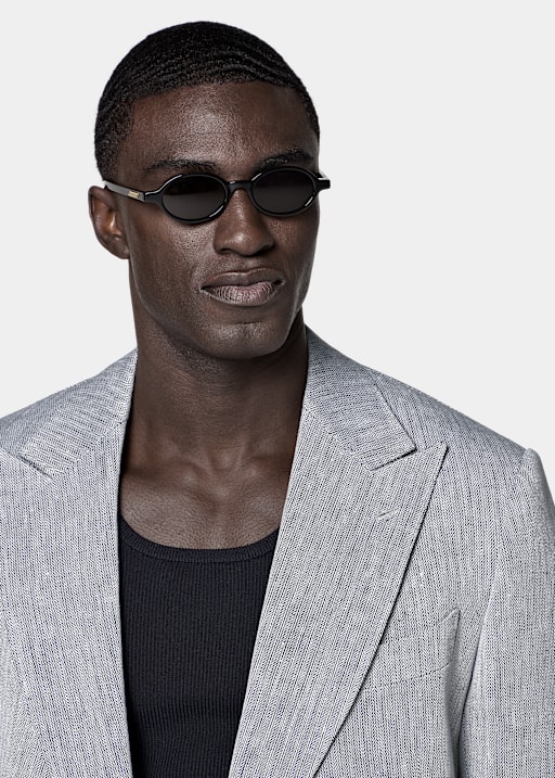 Garnitur Milano tailored fit granatowy w jodełkę