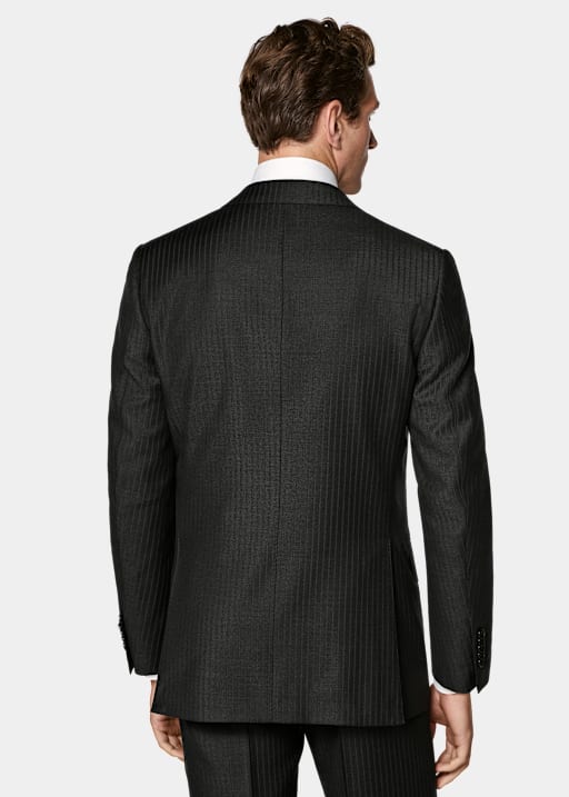 Traje Milano gris oscuro a rayas corte Tailored