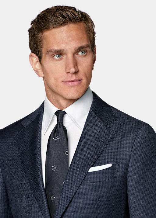 Navy Houndstooth Tailored Fit Havana Suit