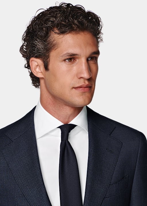 Navy Houndstooth Tailored Fit Havana Suit