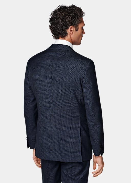 Navy Houndstooth Tailored Fit Havana Suit