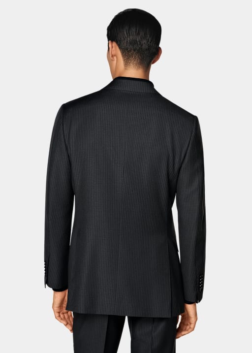 Traje Milano gris oscuro a rayas corte Tailored