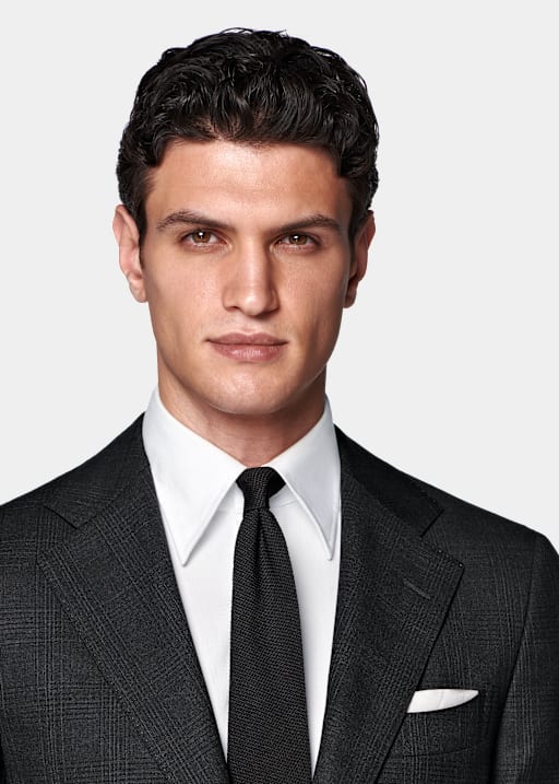 Dark Grey Checked Tailored Fit Havana Suit