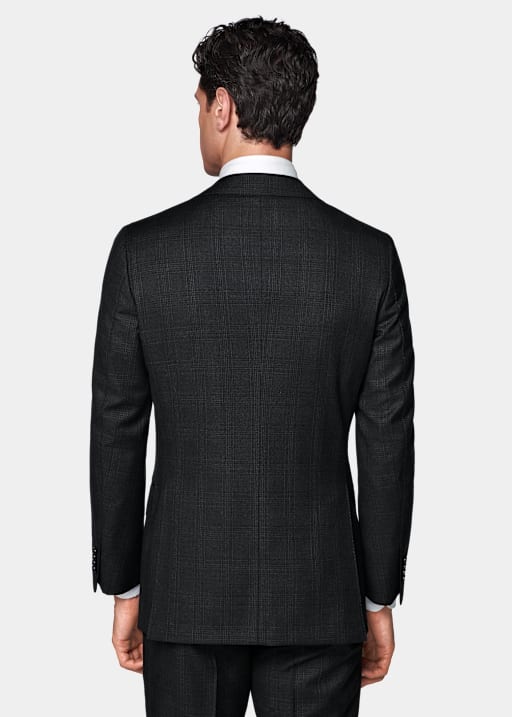 Dark Grey Checked Tailored Fit Havana Suit