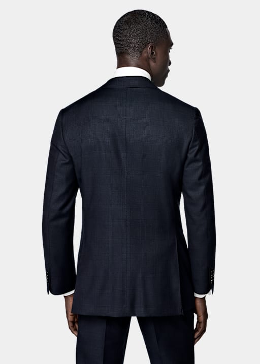 Navy Checked Tailored Fit Havana Suit