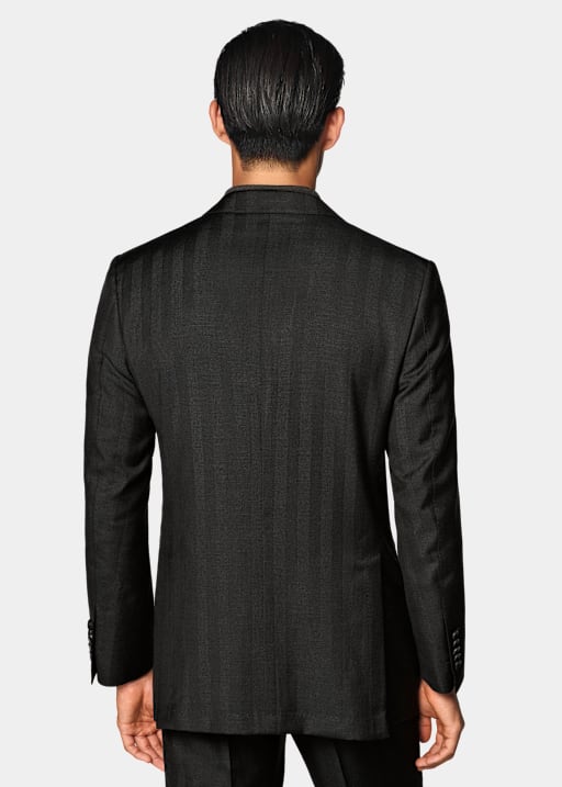 Dark Brown Herringbone Tailored Fit Milano Suit