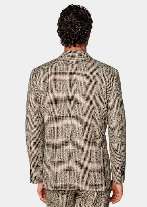 Mid Brown Checked Relaxed Fit Roma Suit