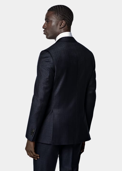 Navy Checked Tailored Fit Havana Suit