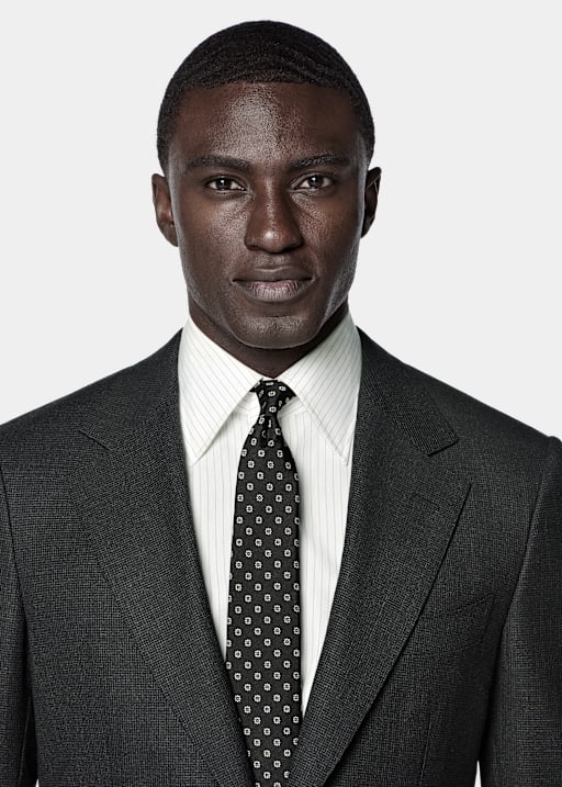 Dark Grey Checked Tailored Fit Milano Suit