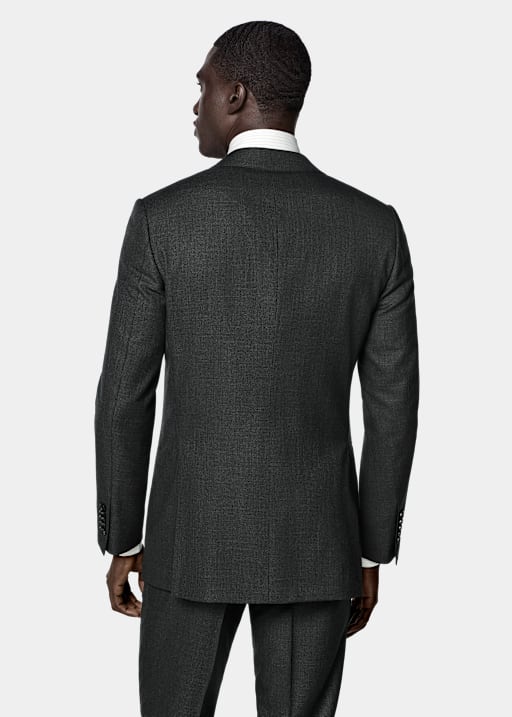 Dark Grey Checked Tailored Fit Milano Suit