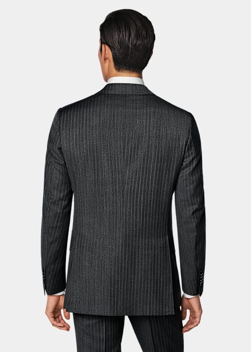 Dark Grey Striped Tailored Fit Havana Suit