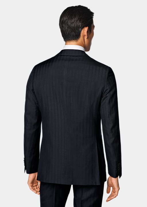 Costume Havana coupe Tailored bleu marine &agrave; rayures