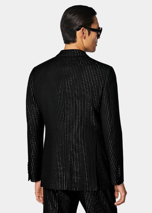 Black Striped Tailored Fit Milano Suit