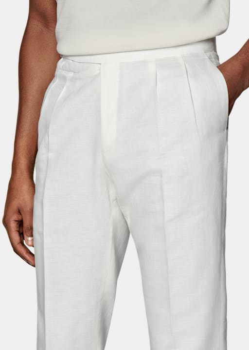 Off-White Herringbone Pleated Fellini Trousers