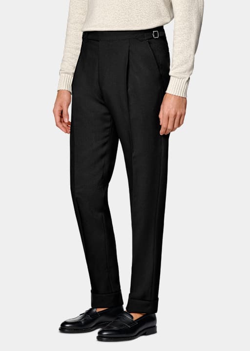 Black Slim Leg Tapered Suit Trousers