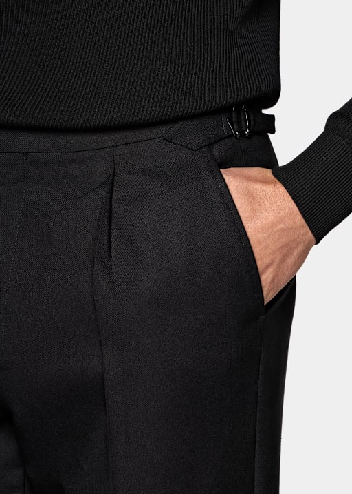 Pantalon de costume noir Wide Leg Tapered