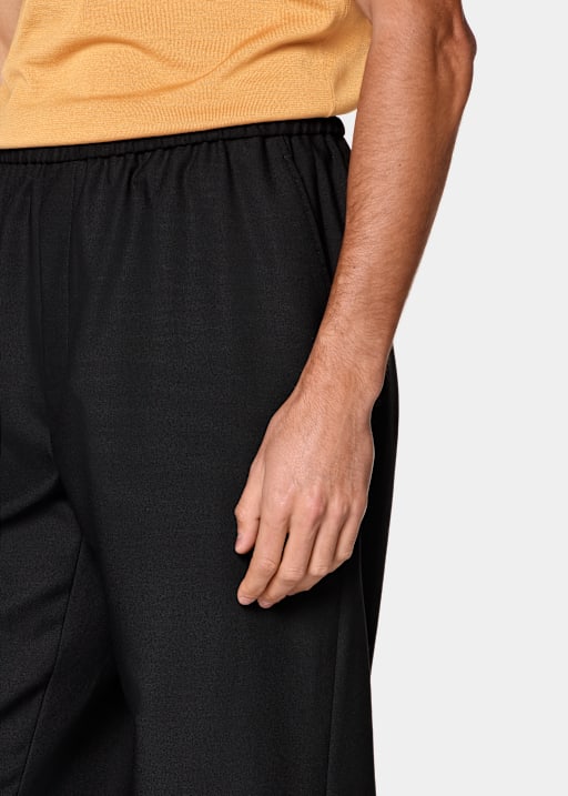 Black Wide Leg Straight Trousers