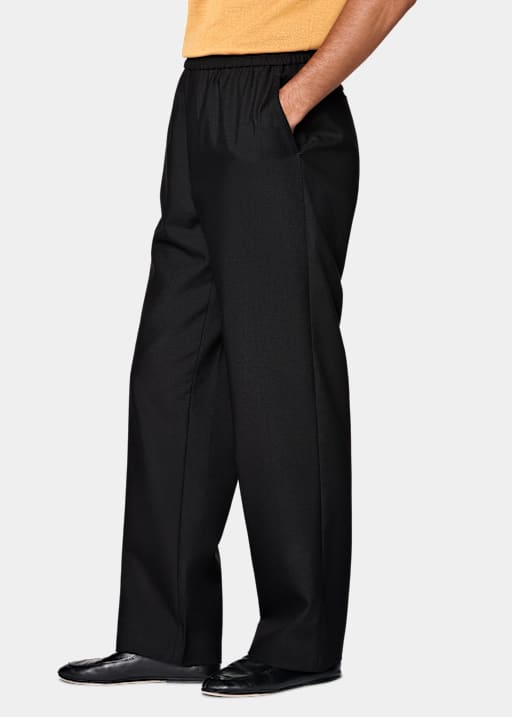 Black Wide Leg Straight Trousers