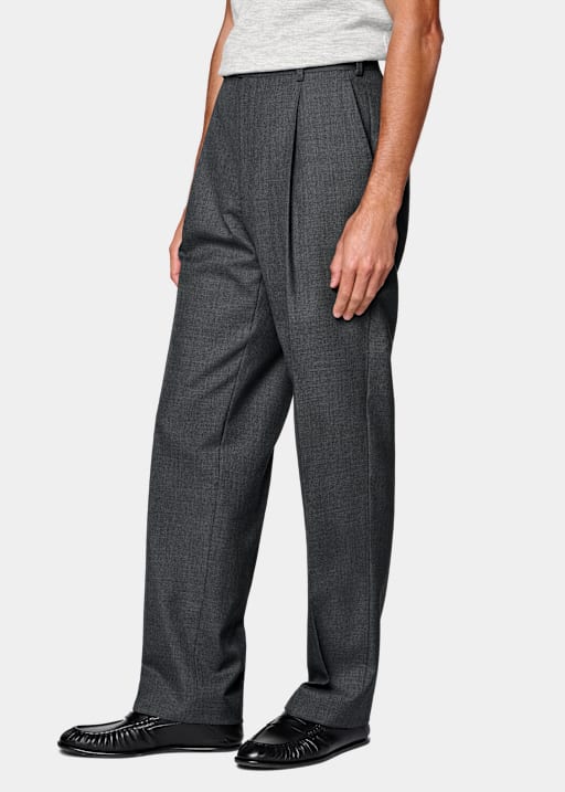 Dark Grey Wide Leg Straight Trousers