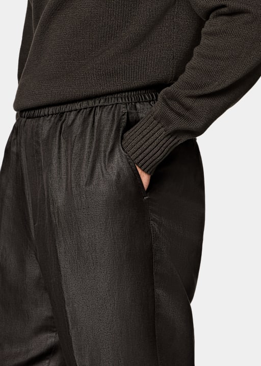 Dark Brown Wide Leg Straight Trousers