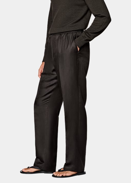 Dark Brown Wide Leg Straight Trousers