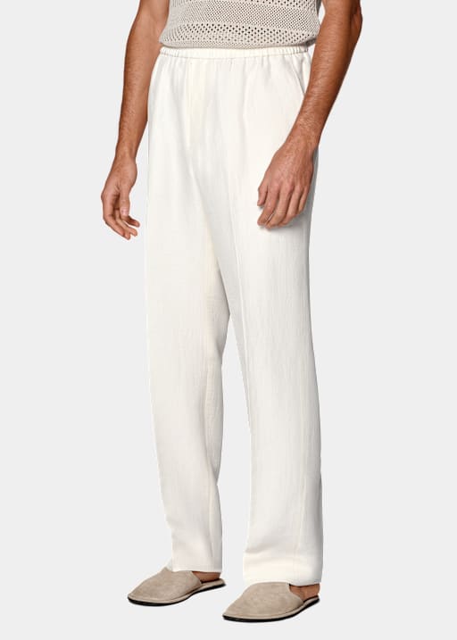 Off-White Wide Leg Straight Trousers