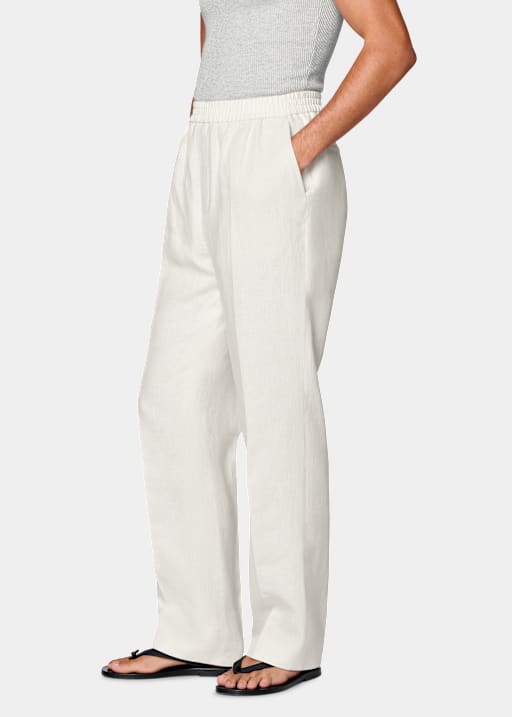 Off-White Wide Leg Straight Trousers