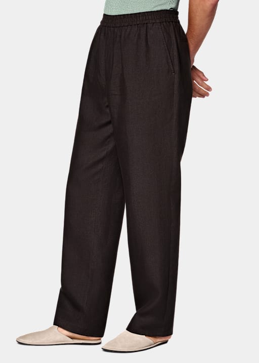 Dark Brown Wide Leg Straight Trousers