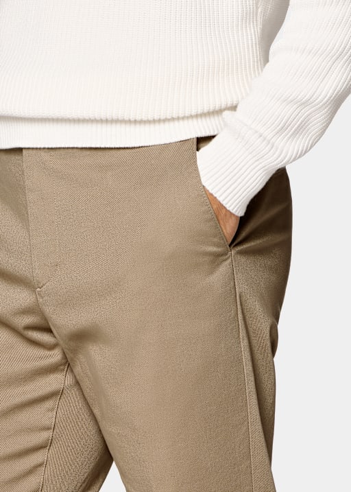 Light Brown Slim Leg Straight Chinos