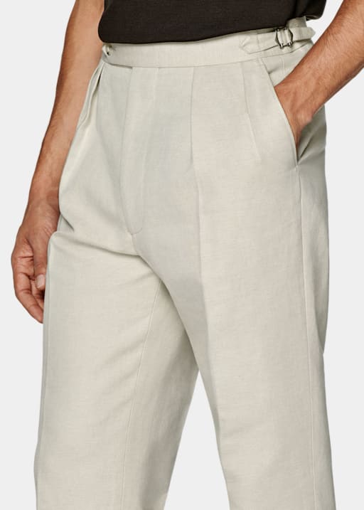 Sand Pleated Mira Trousers