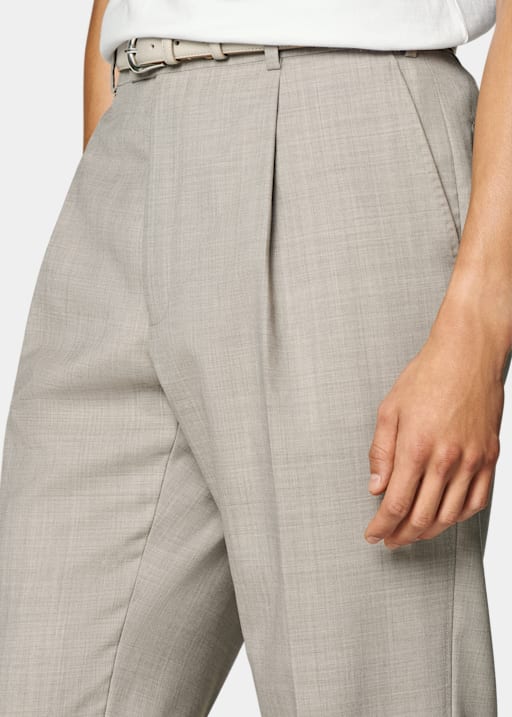 Light Taupe Wide Leg Straight Trousers