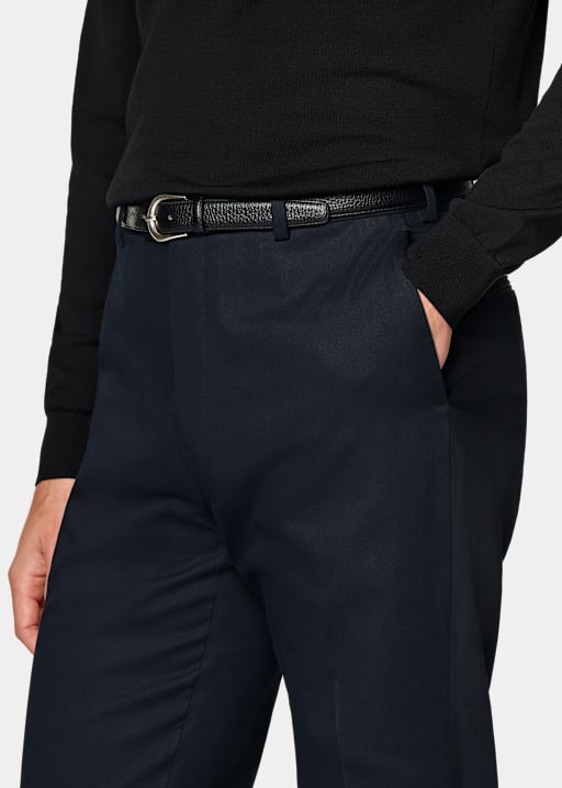 Navy Straight Leg Trousers